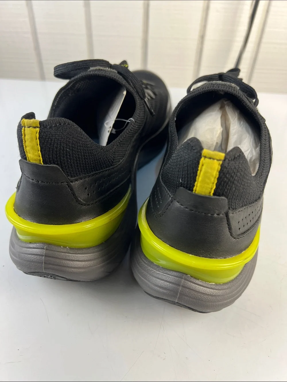 Johnston & Murphy Black Sneakers with Yellow Heel Accent